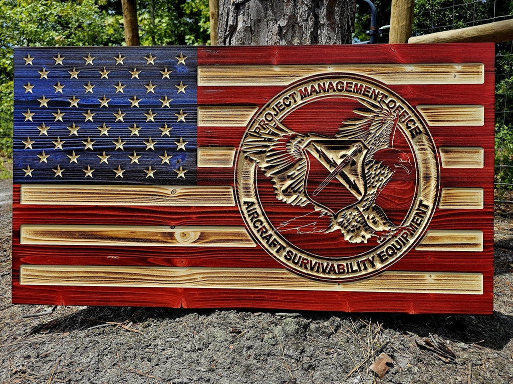 Wooden PMO ASE Flag Sign USA