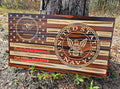 Wooden Navy sea bees Flag Sign USA