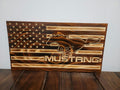 Wooden Mustang Flag Sign USA