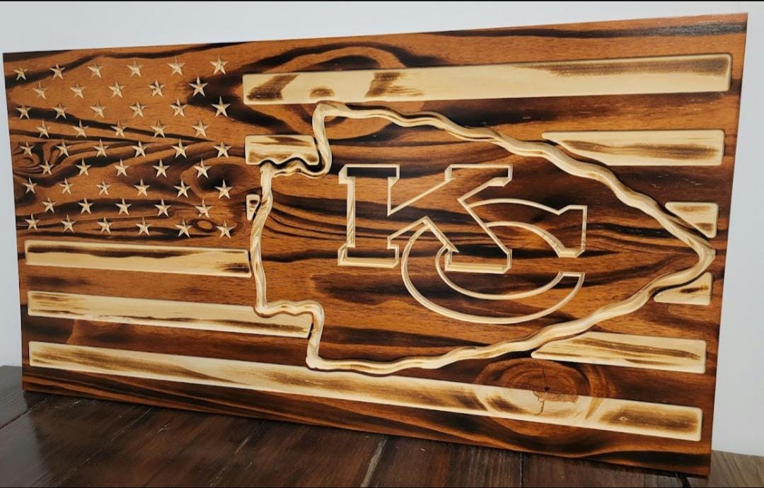 Wooden Kansas United States  Flag Sign USA