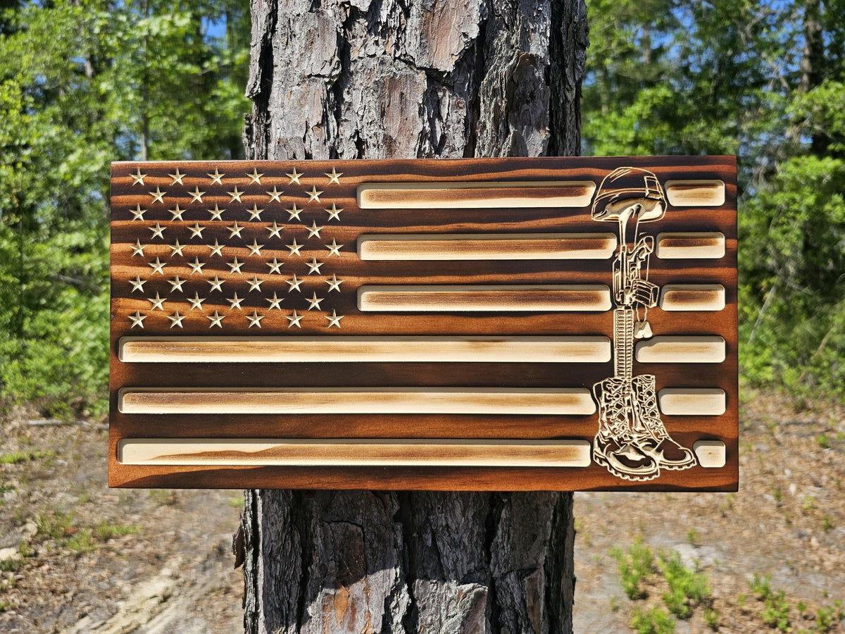 Wooden Battle Cross Battlefield American Flag Sign USA
