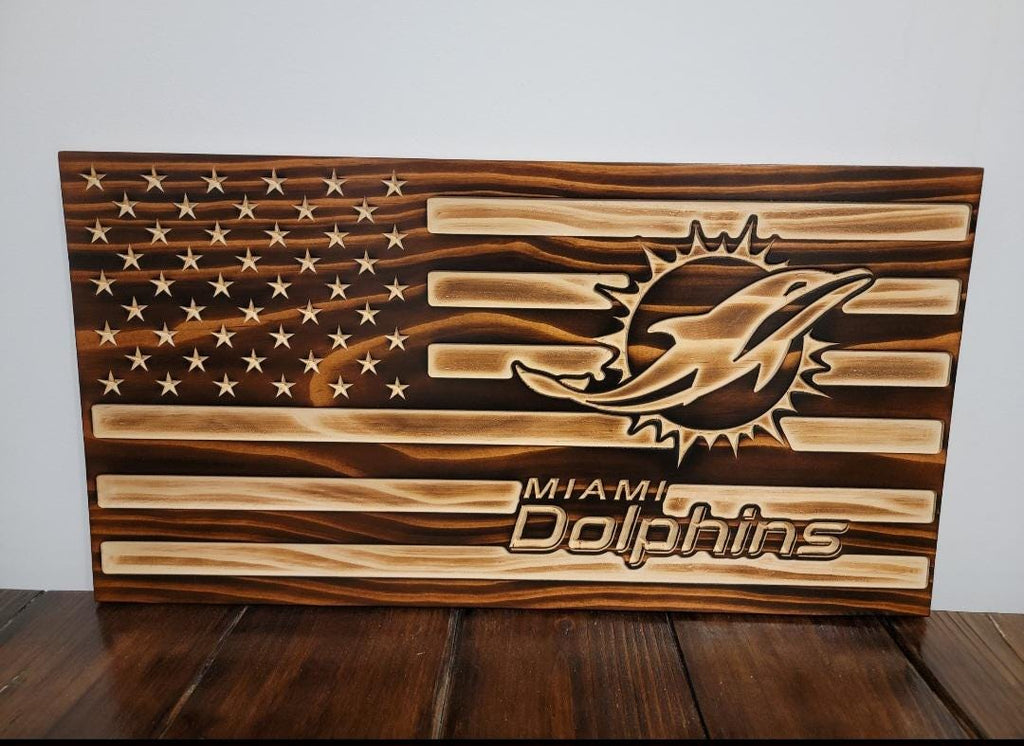 Wooden Miami American Flag Sign USA