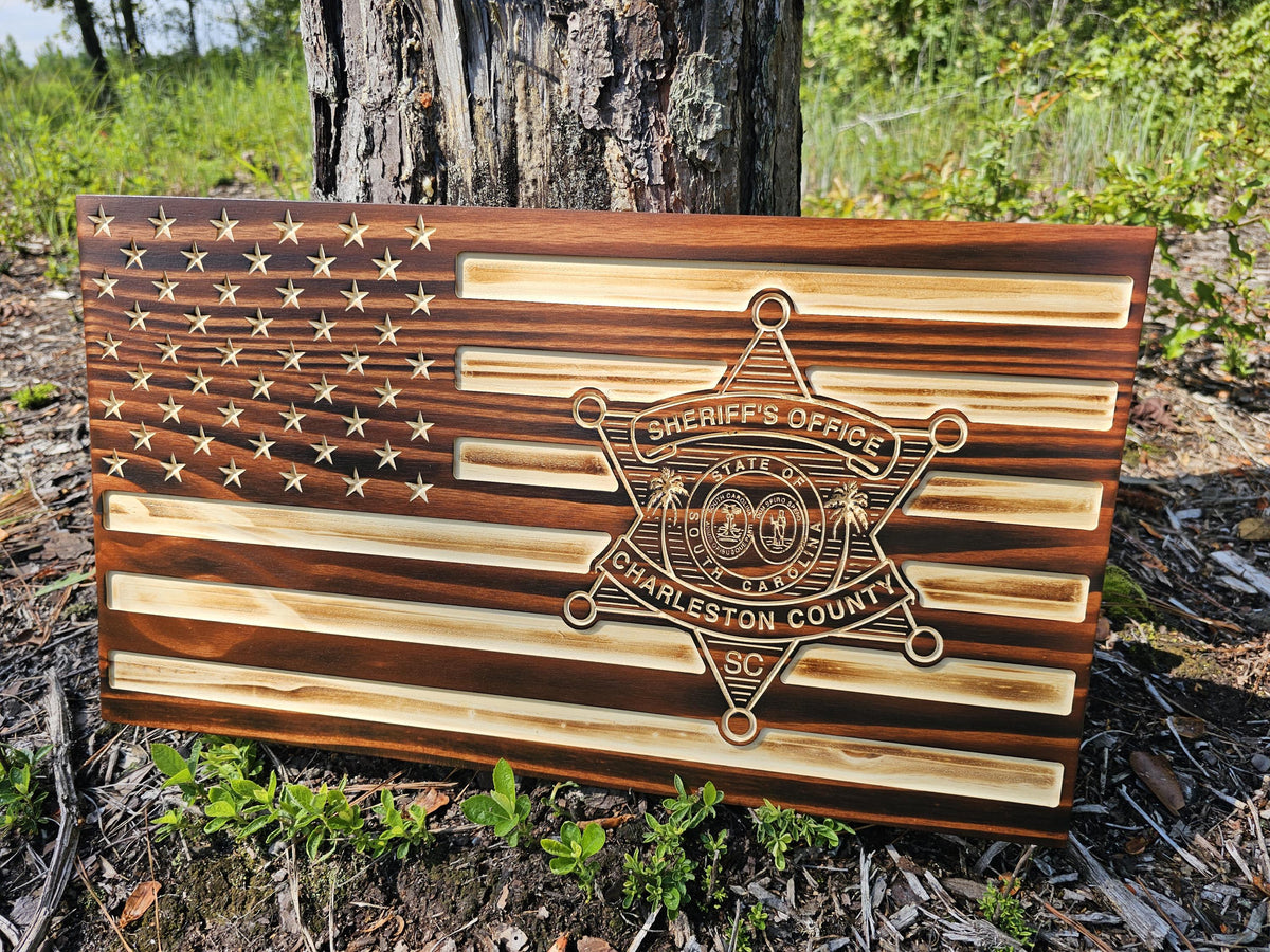 Wooden Charleston County Flag Sign USA