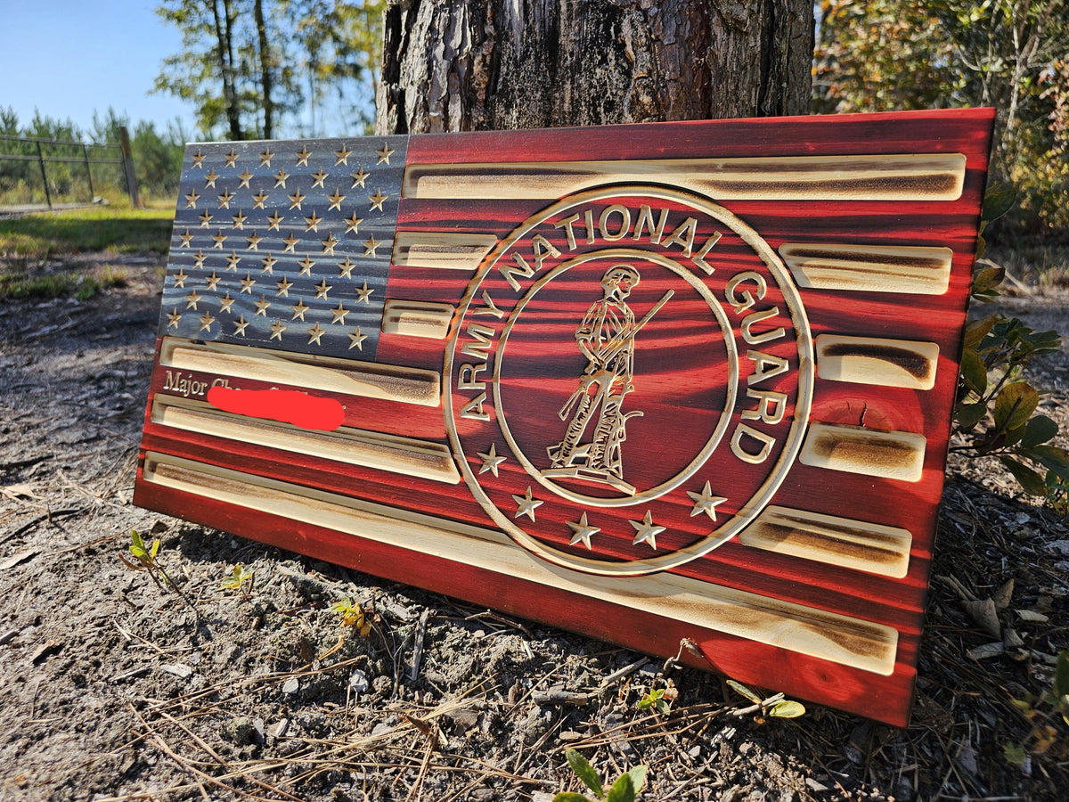 Wooden National Guard Flag Sign USA
