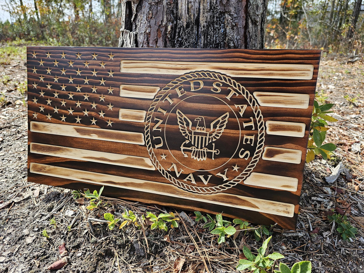 Wooden Navy Flag Sign USA