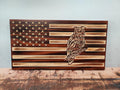 Wooden Owl Flag Sign USA