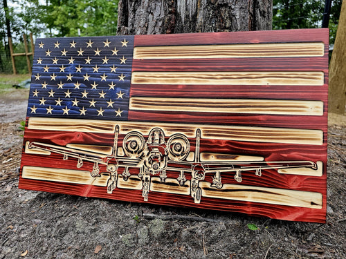 Wooden A-10 American Flag Sign USA