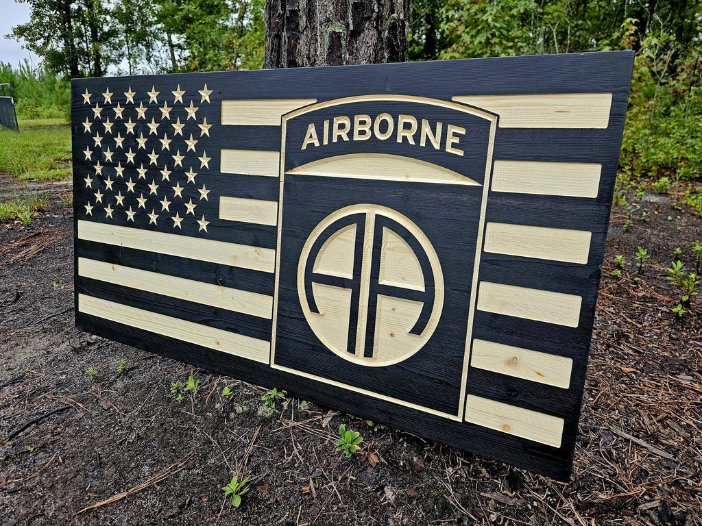 Wooden 82nd Airborne American Flag Sign USA