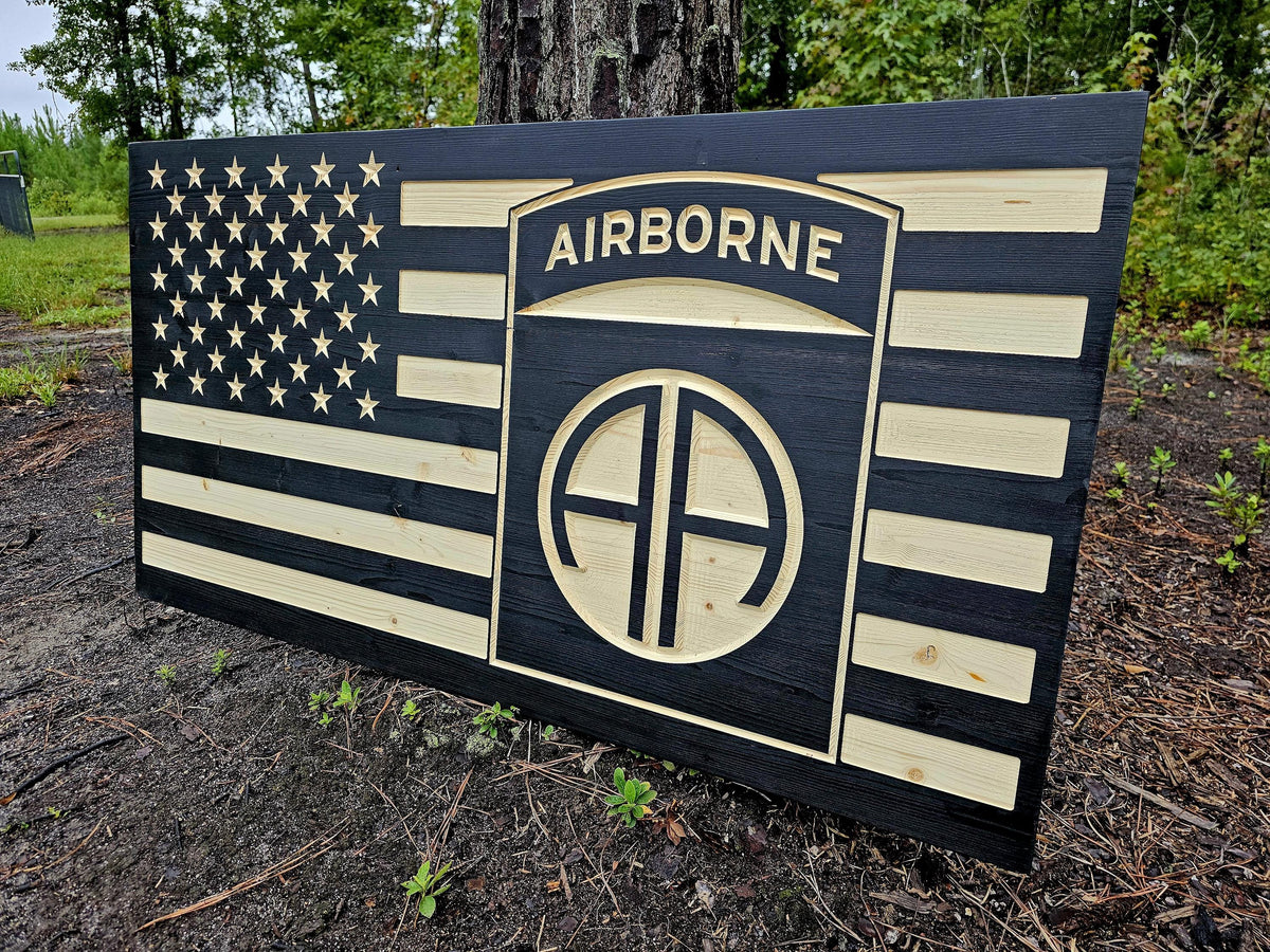 Wooden 82nd Airborne American Flag Sign USA