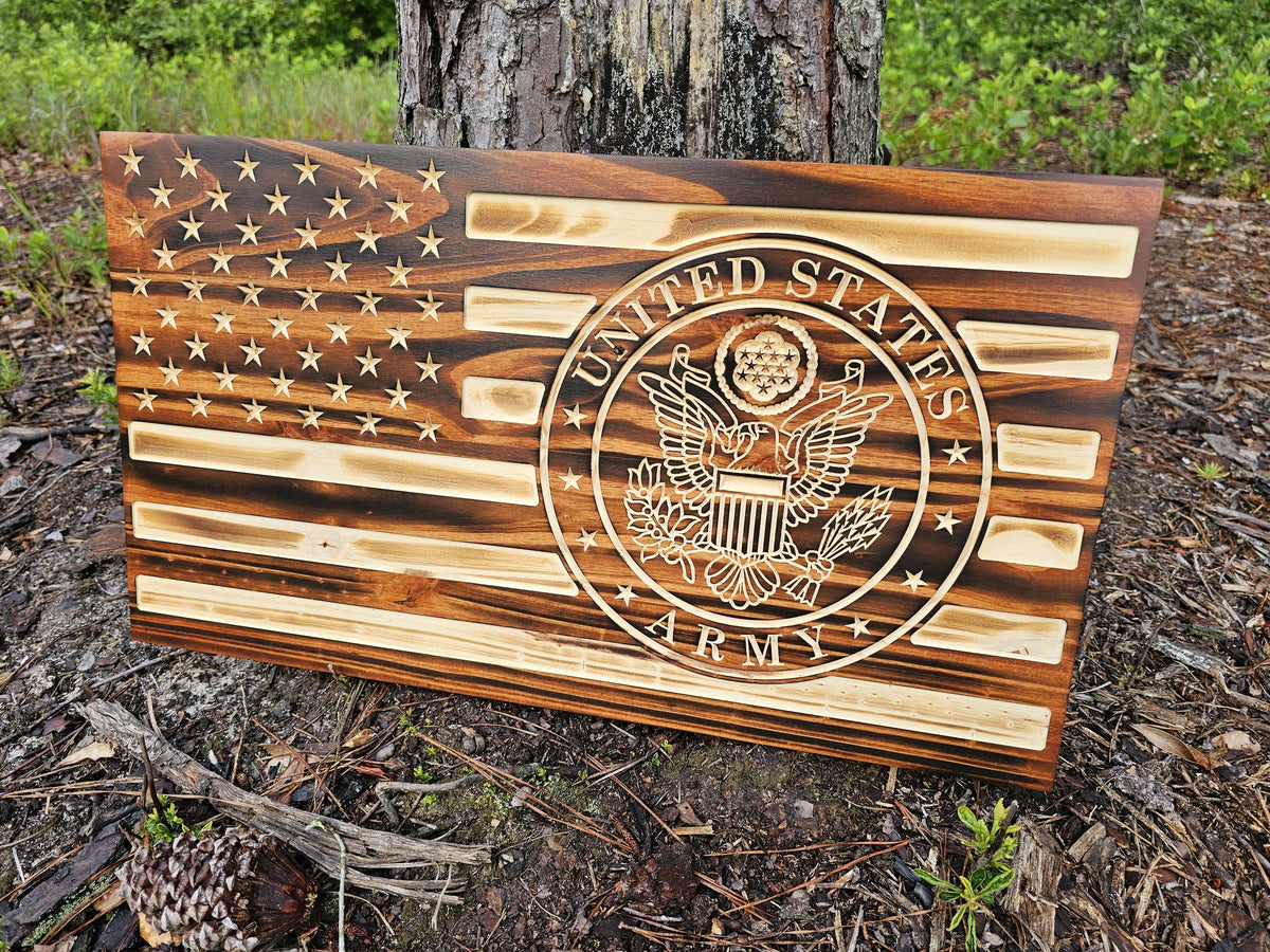 Wooden Army Flag Sign USA