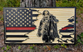 Wooden Firefighter American Flag Sign USA