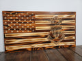 Wooden Navy Anchor Flag Sign USA