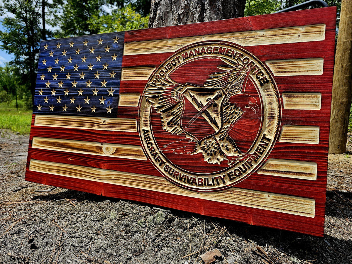 Wooden PMO ASE Flag Sign USA
