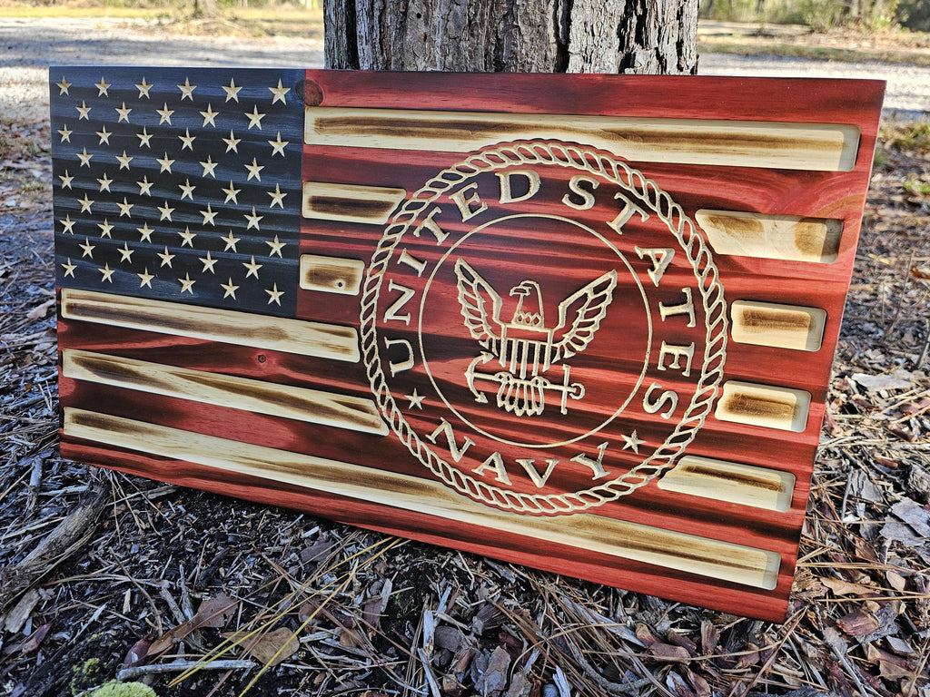 Wooden Navy Flag Sign USA