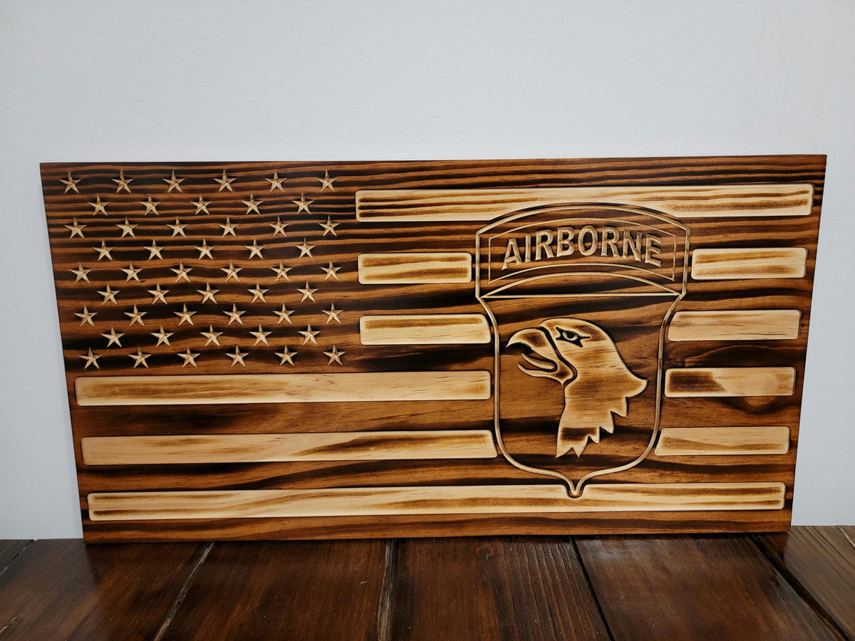 Wooden 101st Airborne Division United States Army Flag Sign USA