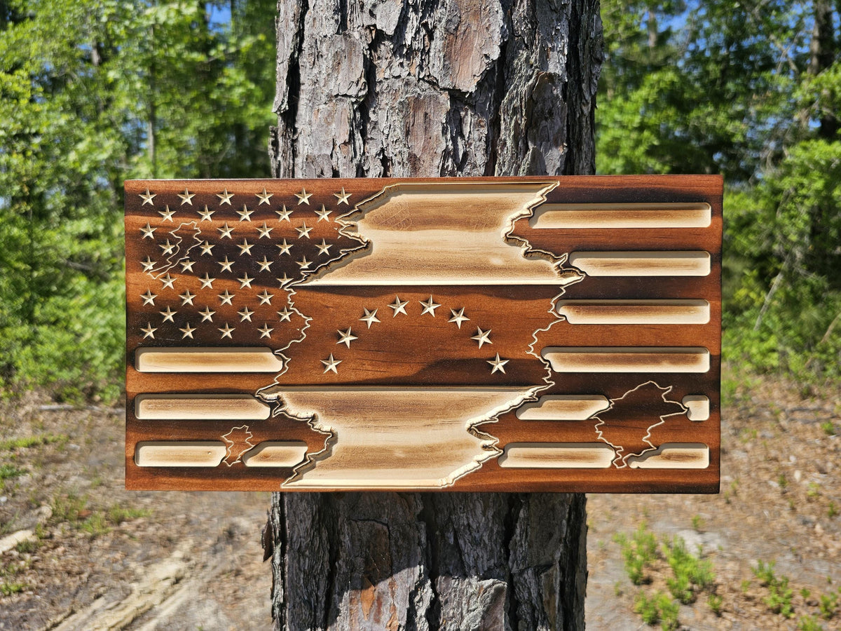 Wooden American Venezuela Flag Sign USA