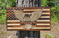 Wooden Bald Eagle 1776 American Flag Sign USA
