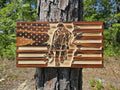 Wooden Lineman Tattered Flag Sign USA