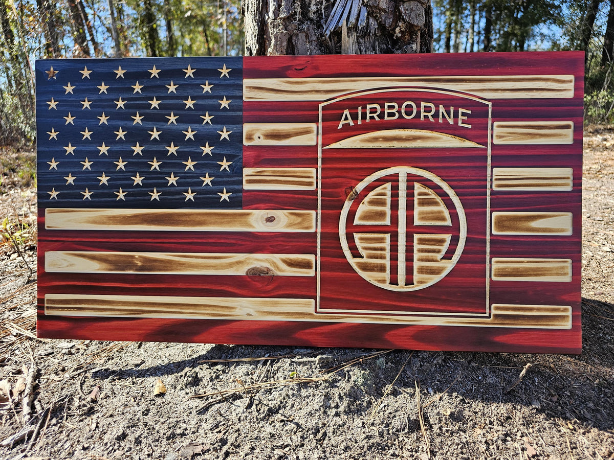 Wooden 82nd Airborne American Flag Sign USA