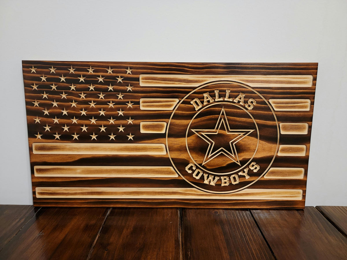 Wooden Dallas American Flag Sign USA