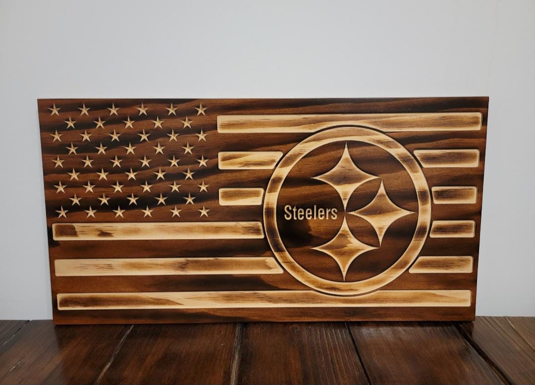 Wooden Pittsburgh Flag Sign USA