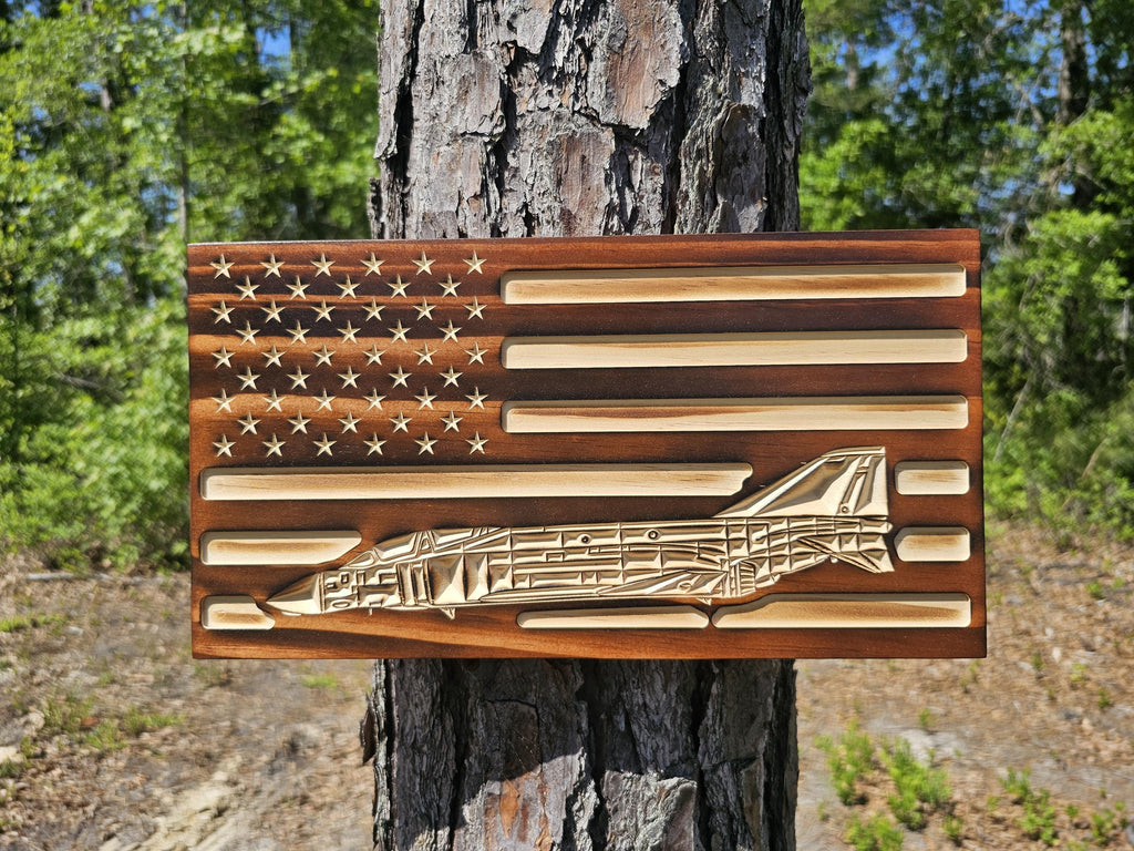 Wooden F4 Phantom American Flag Sign USA
