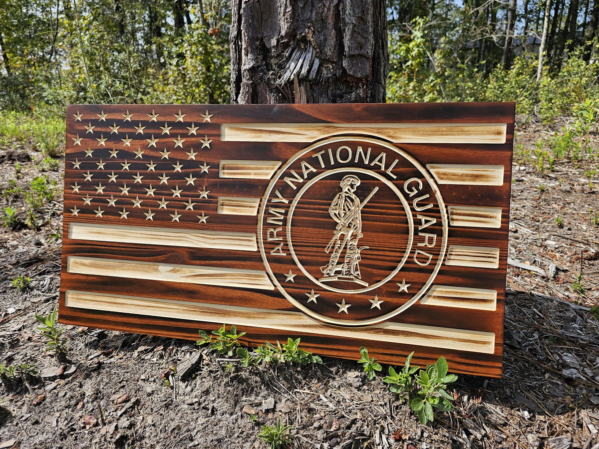 Wooden National Guard Flag Sign USA