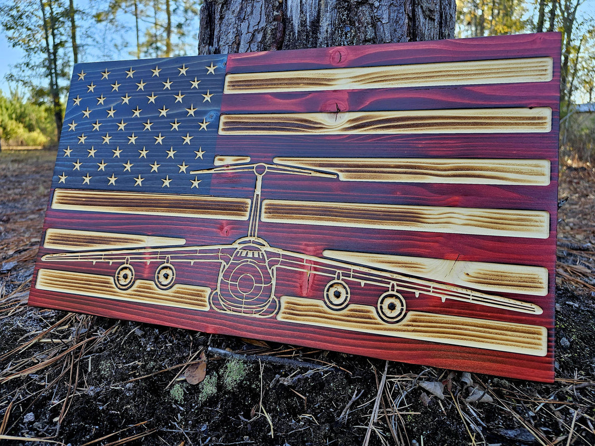 Wooden C-5 Galaxy Flag Sign USA