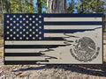 Wooden Mexico American Flag Sign USA