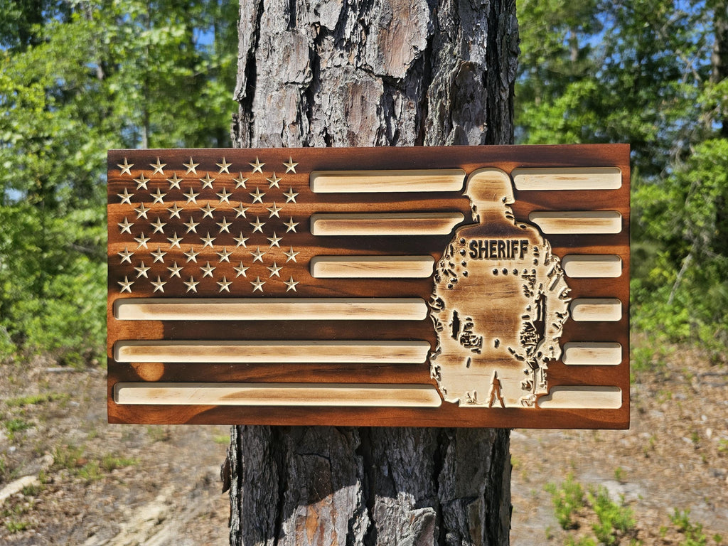 Wooden Sheriff American Flag Sign USA