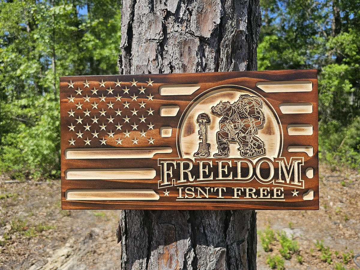 Wooden Freedom Isn't Free Soldier American Flag Sign USA