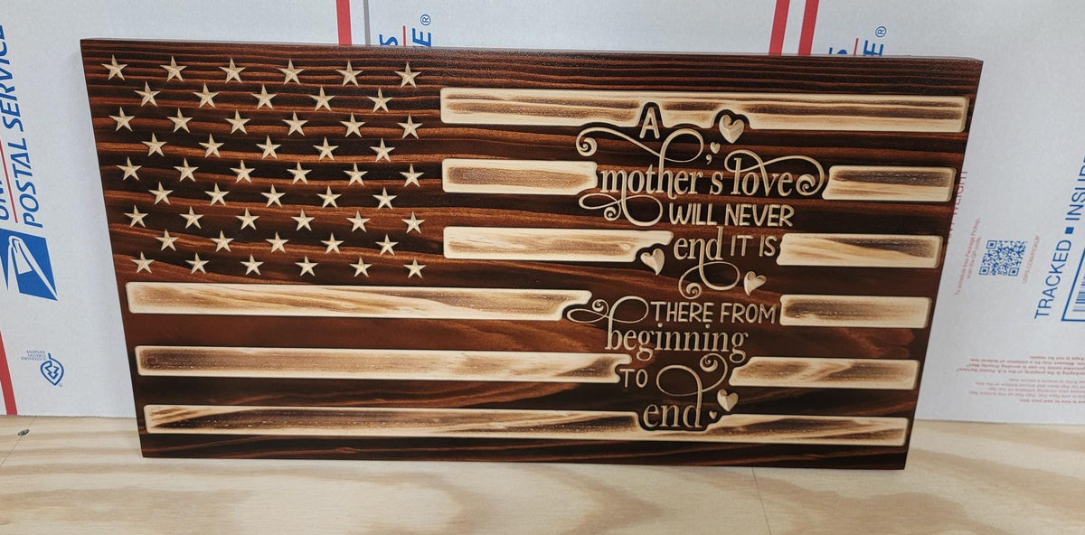 Wooden A Mothers Love Flag Sign USA