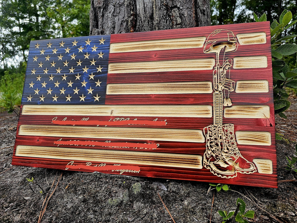 Wooden Battle Cross Battlefield American Flag Sign USA