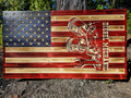 Wooden Diesel Mechanic Flag Sign USA
