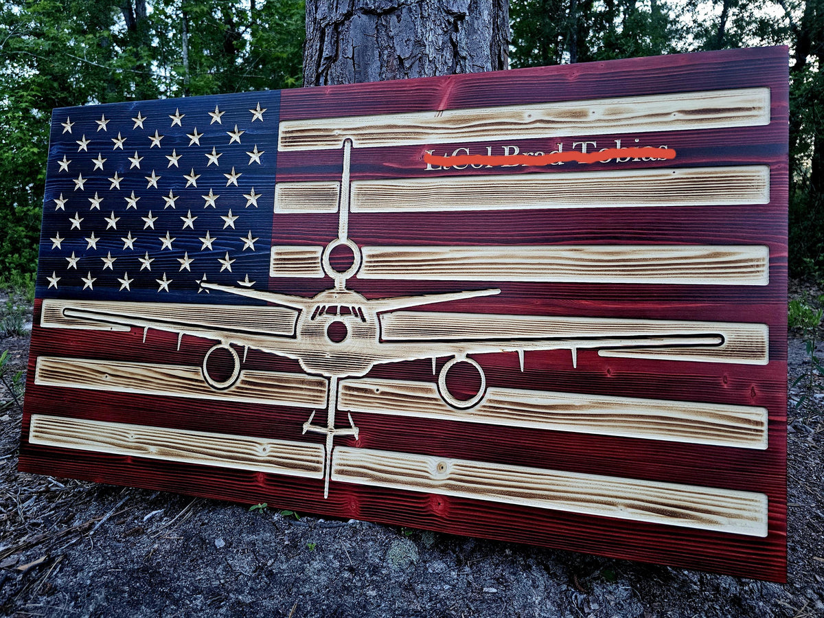 Wooden KC-10 American Flag Sign USA