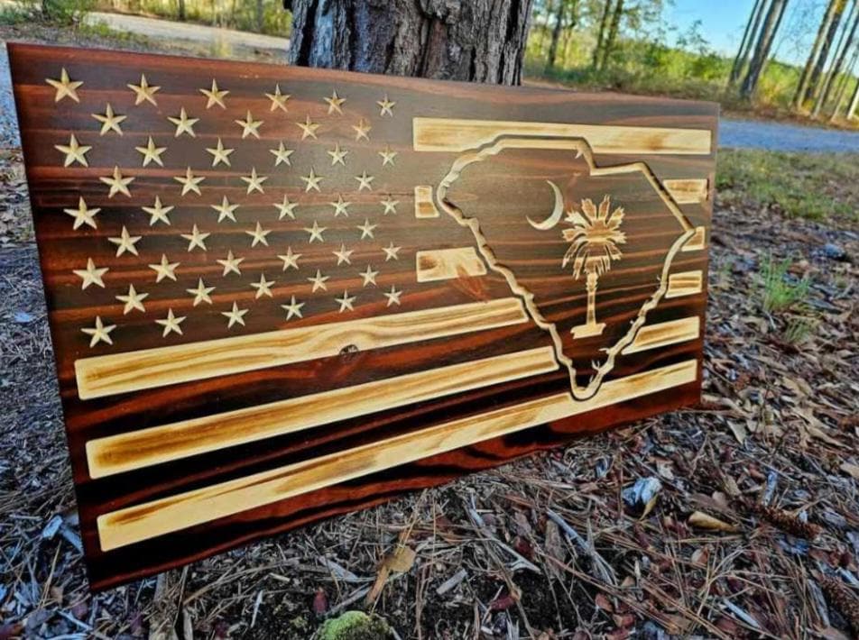 Wooden South Carolina Flag Sign USA