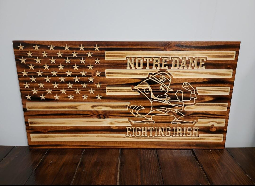 Wooden Fighting Irish Flag Sign USA