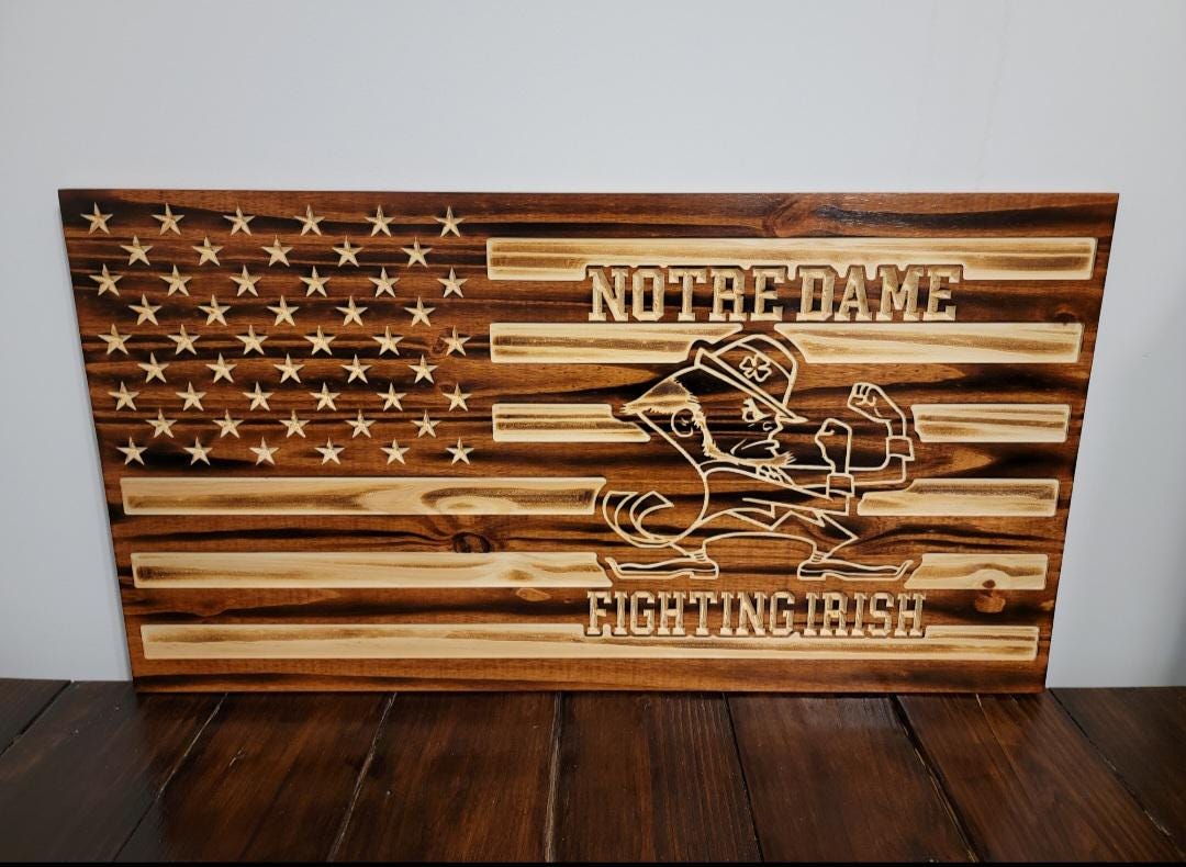 Wooden Fighting Irish Flag Sign USA