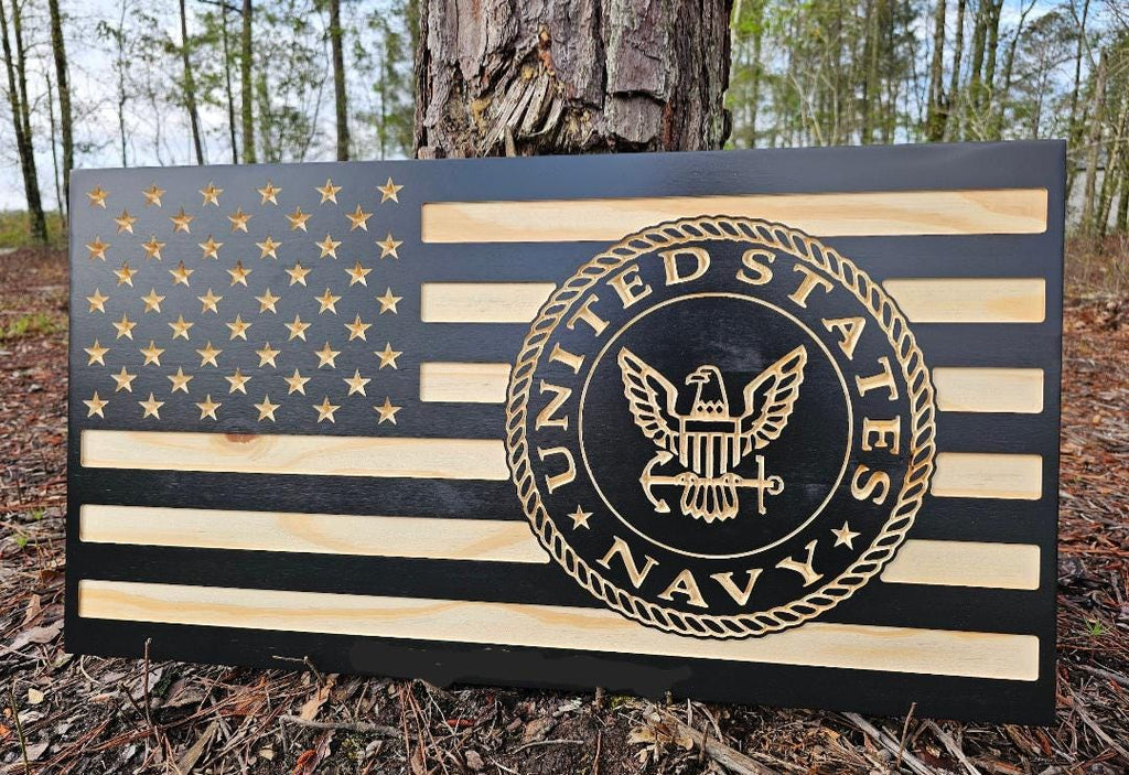 Wooden Navy Flag Sign USA