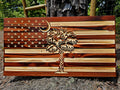 Wooden Palmetto Tree And Moon SC American Flag Sign USA