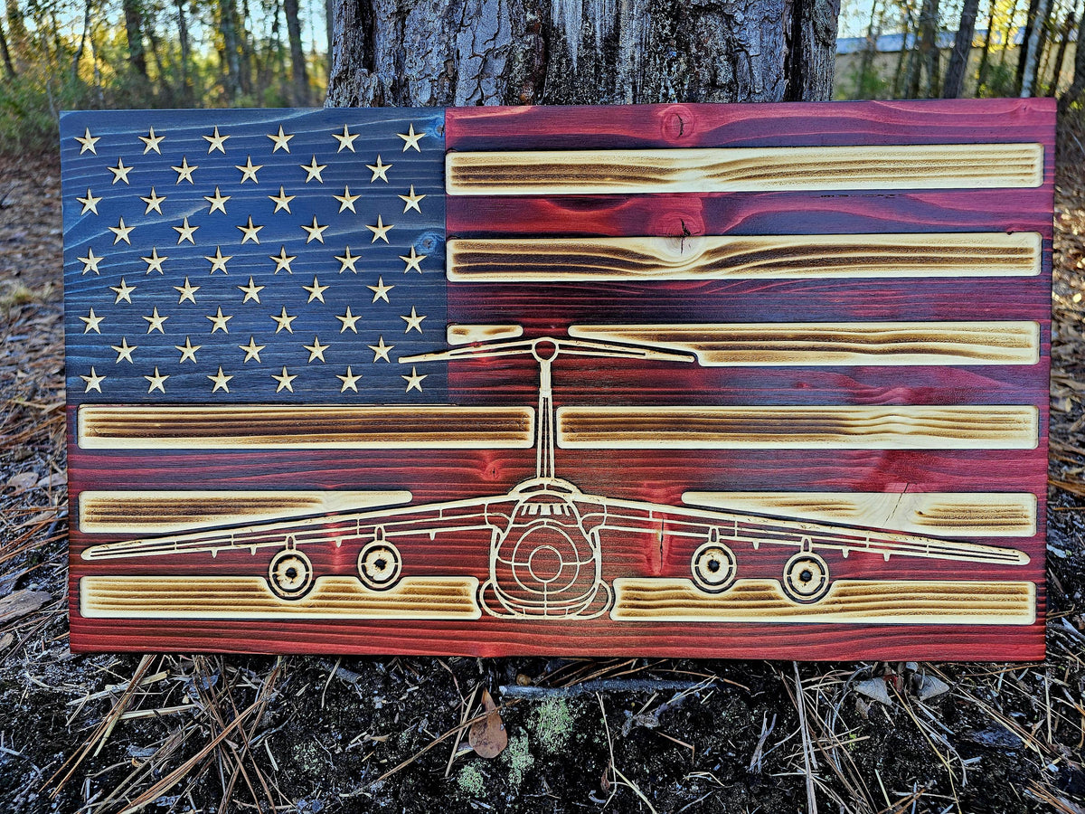 Wooden C-5 Galaxy Flag Sign USA