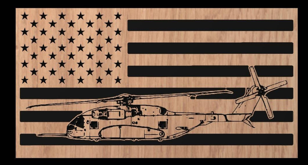 Wooden Sikorsky CH-53k helicopter American Flag Sign USA