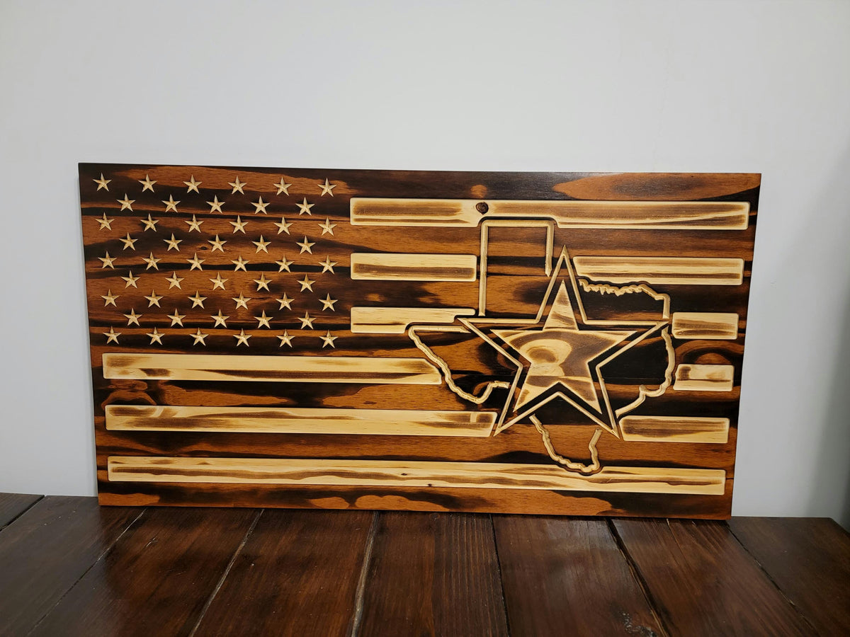 Wooden Texas Flag Sign USA