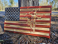 Wooden Lineman Flag Sign USA