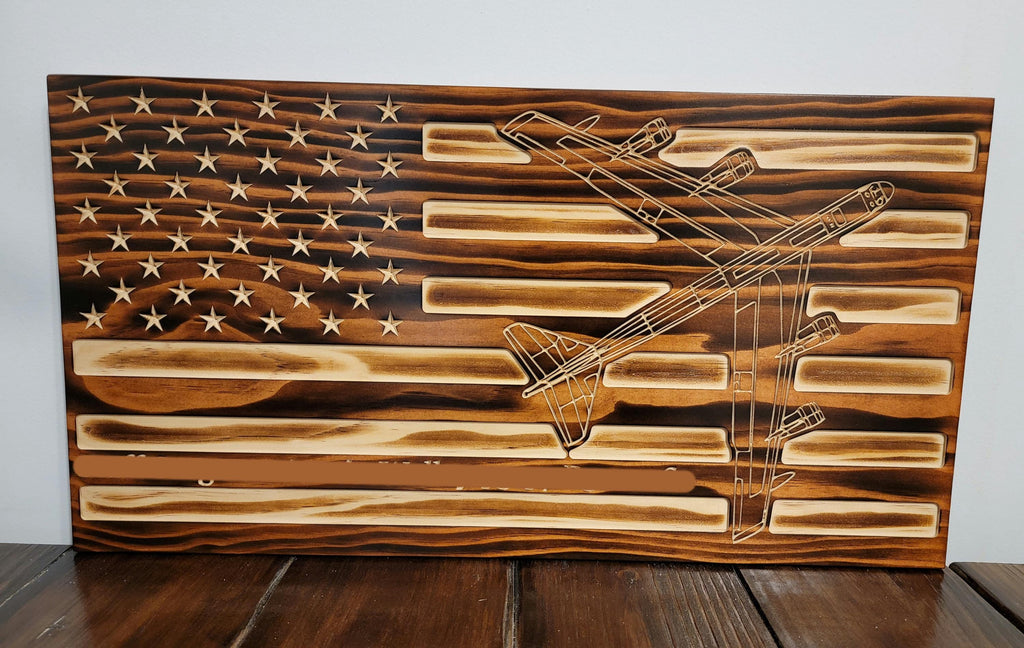 Wooden B52 Stratofortress American Flag Sign USA
