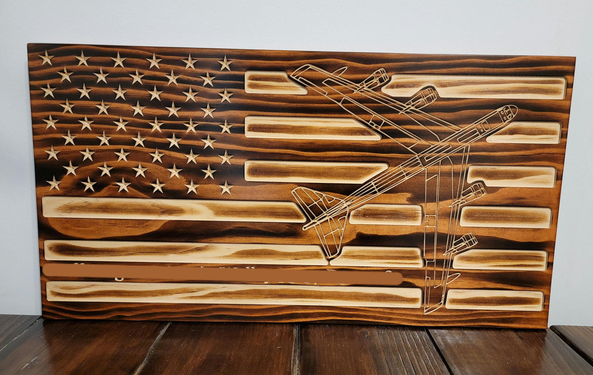 Wooden B52 Stratofortress American Flag Sign USA