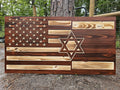 Wooden Israel American Flag Sign USA