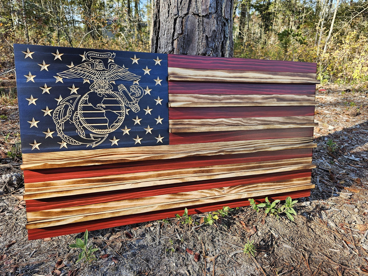 Wooden Challenge Coin Holder United States Flag Sign USA