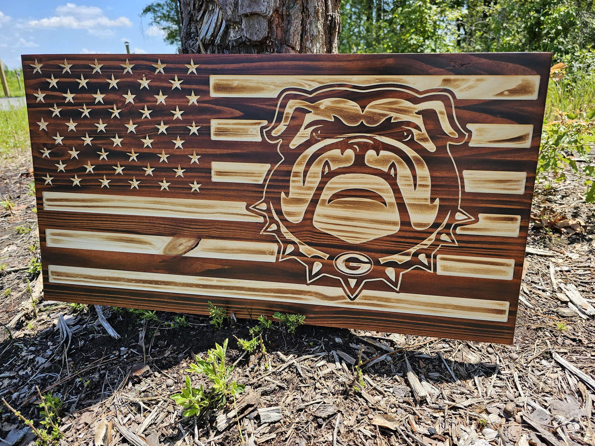 Wooden Dawgs American Flag Sign USA