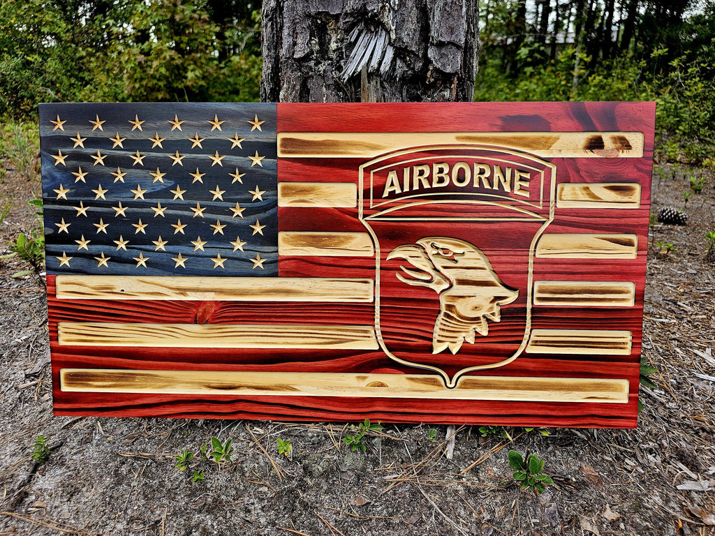 Wooden 101st Airborne Division United States Army Flag Sign USA